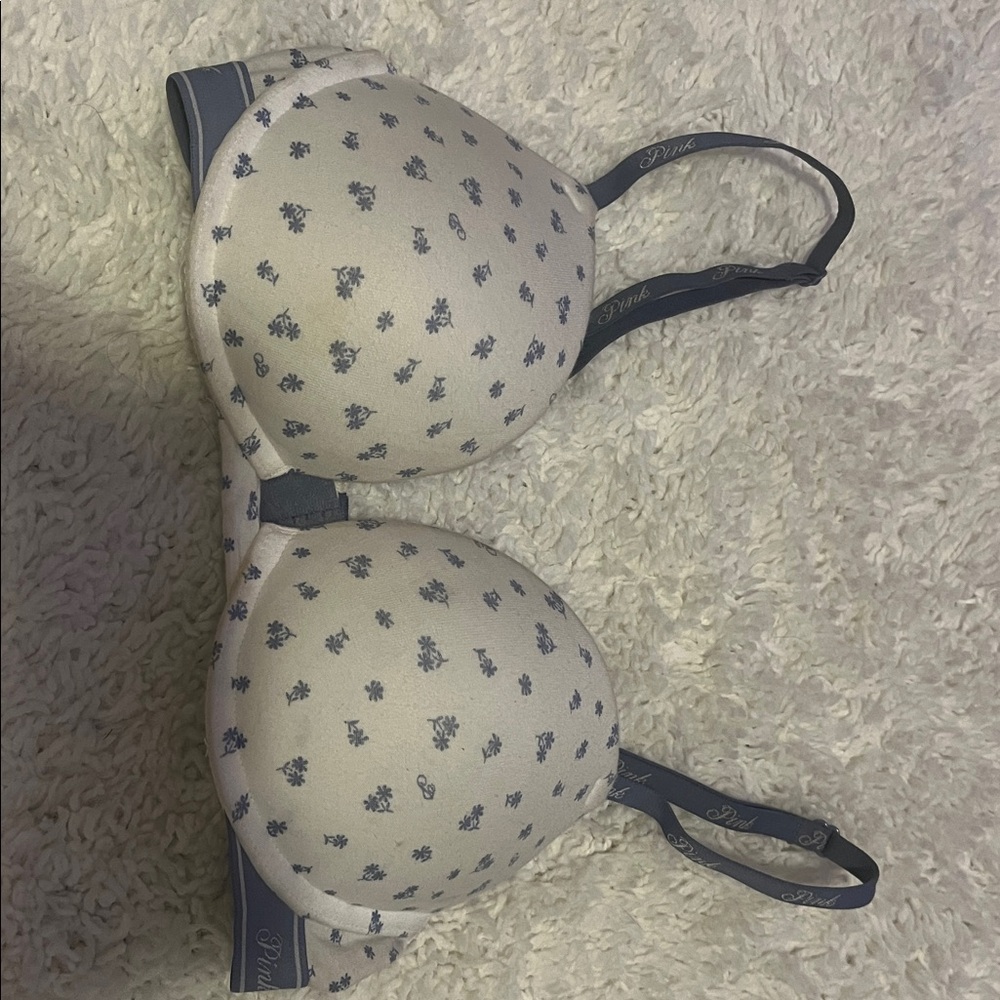 Floral Print Bra with Blue Accents